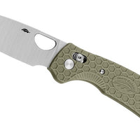 Honey Badger Cross-Bolt Drop-Point Med/Large Green Folding Knife