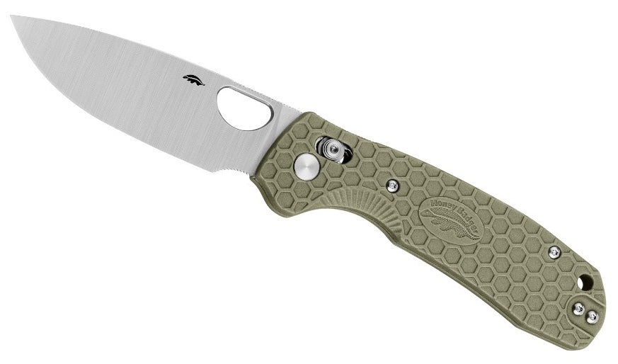 Honey Badger Cross-Bolt Drop-Point Med/Large Green Folding Knife