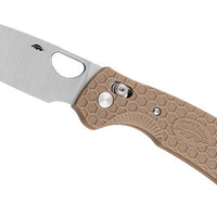 Honey Badger Cross-Bolt Drop-Point Med/Large Tan Folding Knife