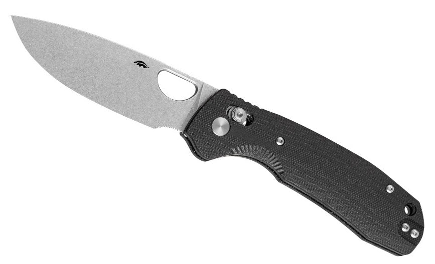Honey Badger Stone Washed Cross-Bolt Drop-Point Med/Large Black Folding Knife