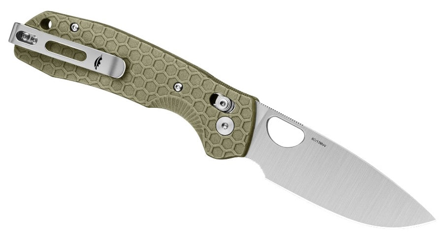 Honey Badger Cross-Bolt Drop-Point Med/Large Green Folding Knife
