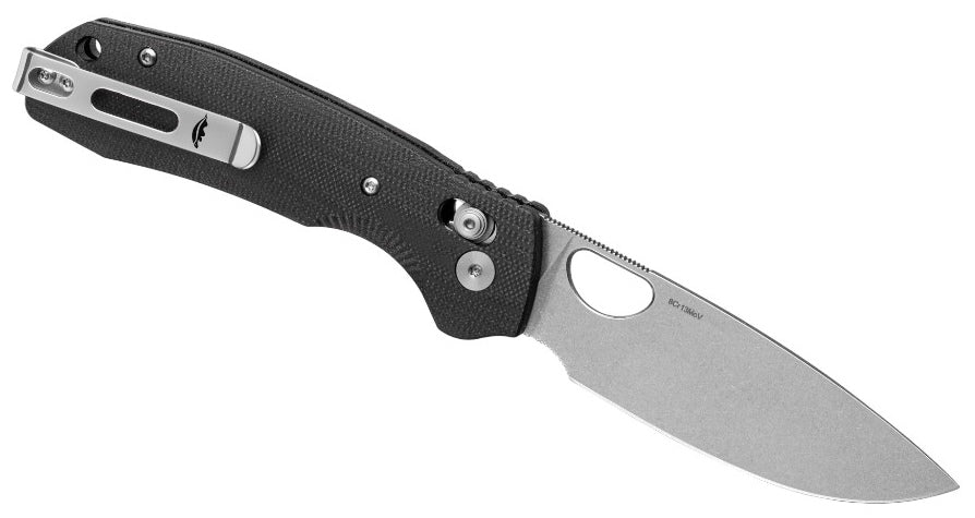 Honey Badger Stone Washed Cross-Bolt Drop-Point Med/Large Black Folding Knife
