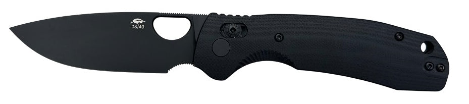 Honey Badger Cross-Bolt Drop-Point Med/Large PVD M390 Black Folding Knife