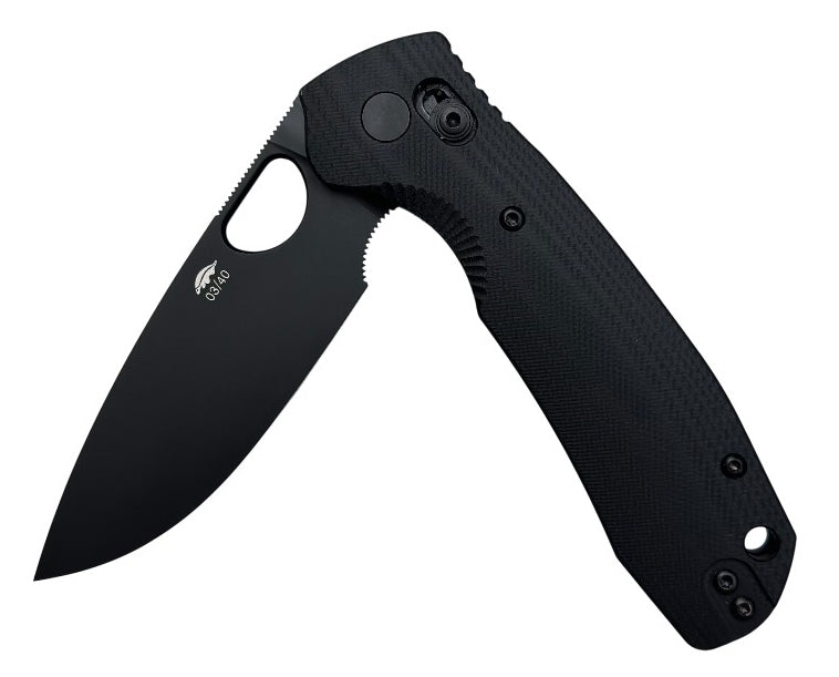 Honey Badger Cross-Bolt Drop-Point Med/Large PVD M390 Black Folding Knife
