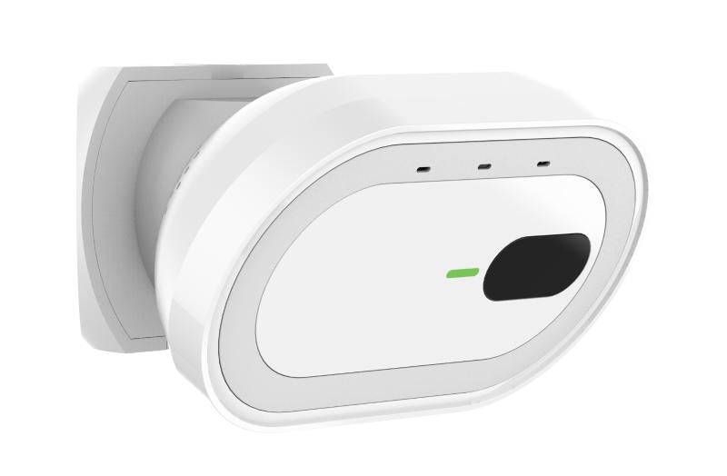 White outdoor security camera with LED indicator for CCTV surveillance system