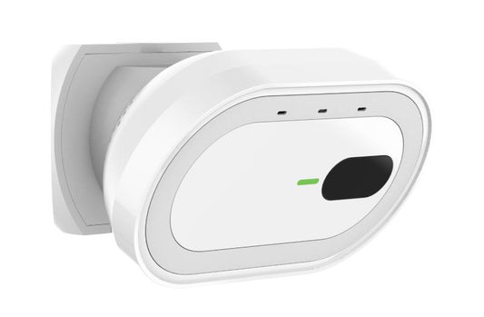 White outdoor security camera with LED indicator for CCTV surveillance system