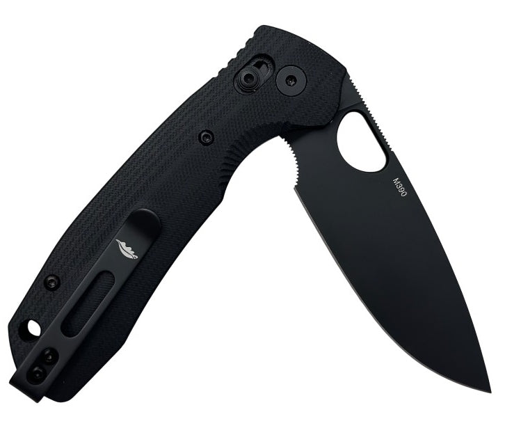 Honey Badger Cross-Bolt Drop-Point Med/Large PVD M390 Black Folding Knife