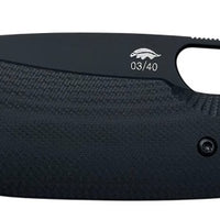 Honey Badger Cross-Bolt Drop-Point Med/Large PVD M390 Black Folding Knife
