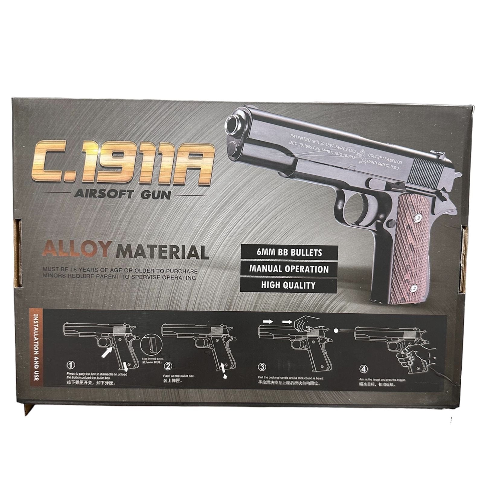 C1911A 6MM BB ALLOY MATERIAL AIRSOFT PISTOL - NeonSales {{ shop.shopifyCountryName }}