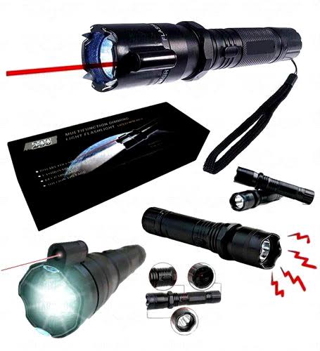 3-in-1 self-defense rechargeable stun gun with laser flashlight 288 288 FLASHLIGHT STUN GUN & LASER COMBO