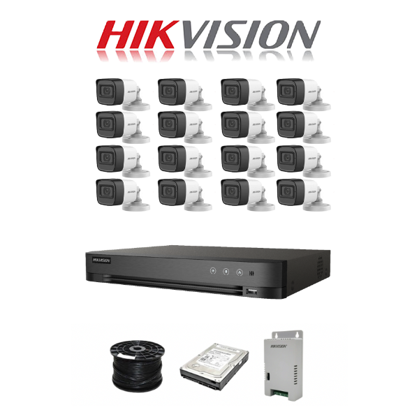 HIKVISION HD-TVI 16 CHANNEL DVR 16 CAMERA MAXI KIT