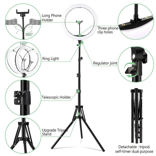 14" RING LIGHT 5V W/ 3X FLEXI-STAND PHONE HOLDERS - NeonSales {{ shop.shopifyCountryName }}