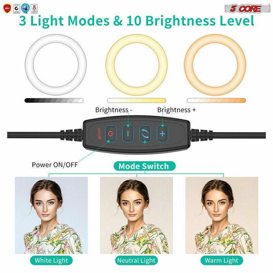 14" RING LIGHT 5V W/ 3X FLEXI-STAND PHONE HOLDERS - NeonSales {{ shop.shopifyCountryName }}