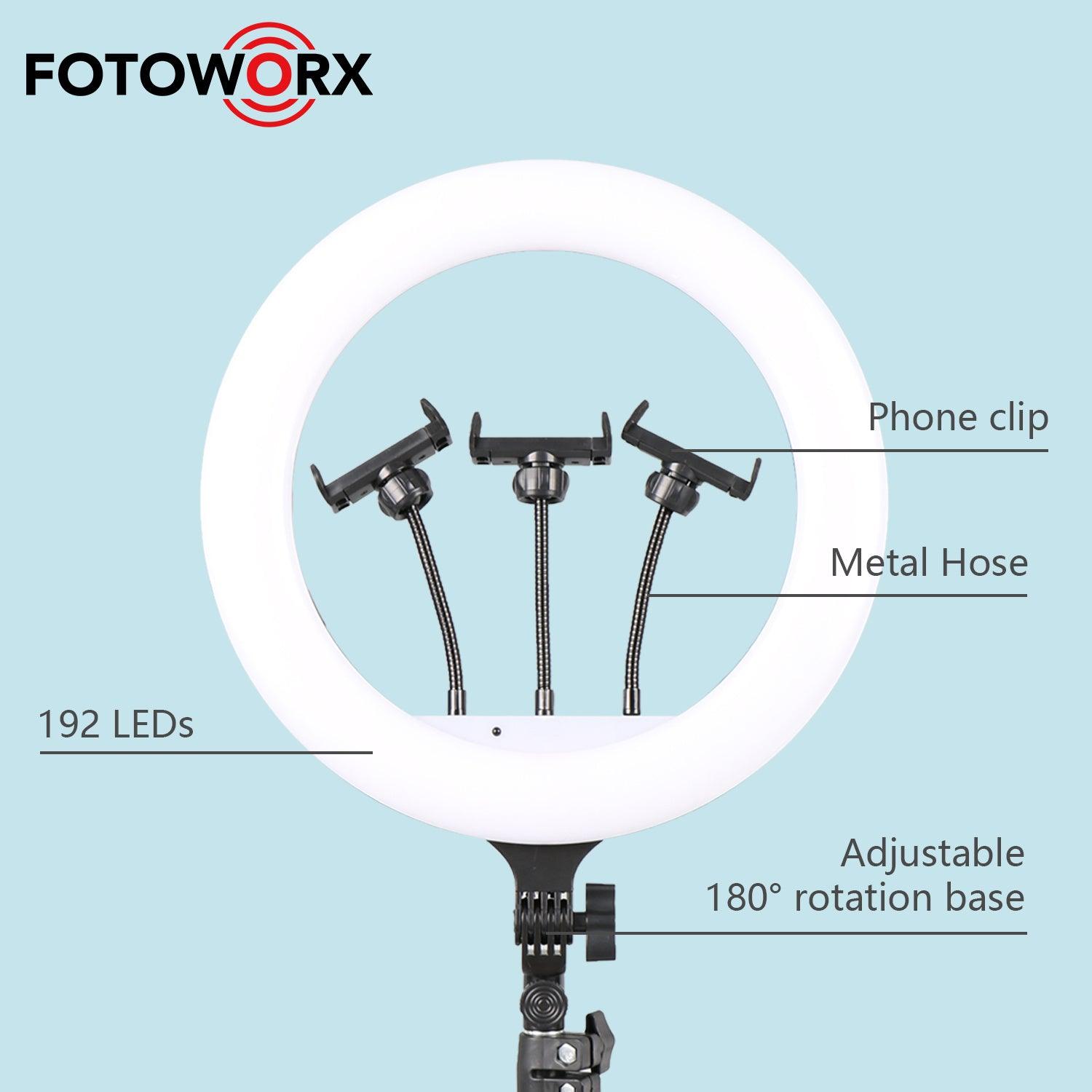 14" RING LIGHT 5V W/ 3X FLEXI-STAND PHONE HOLDERS - NeonSales South Africa