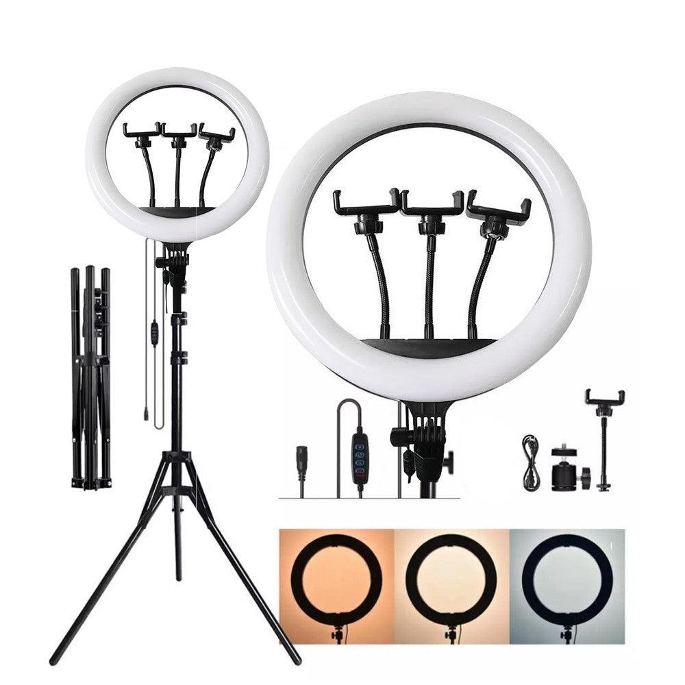 14" RING LIGHT 5V W/ 3X FLEXI-STAND PHONE HOLDERS - NeonSales South Africa