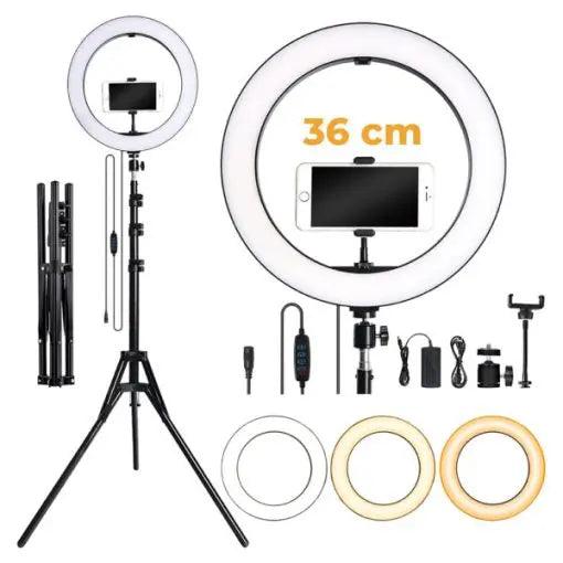 14" RING LIGHT 5V W/ 3X FLEXI-STAND PHONE HOLDERS - NeonSales South Africa