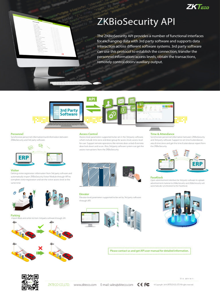 ZKTeco ZKBioSecurity third-party API integration - API brochure artwork