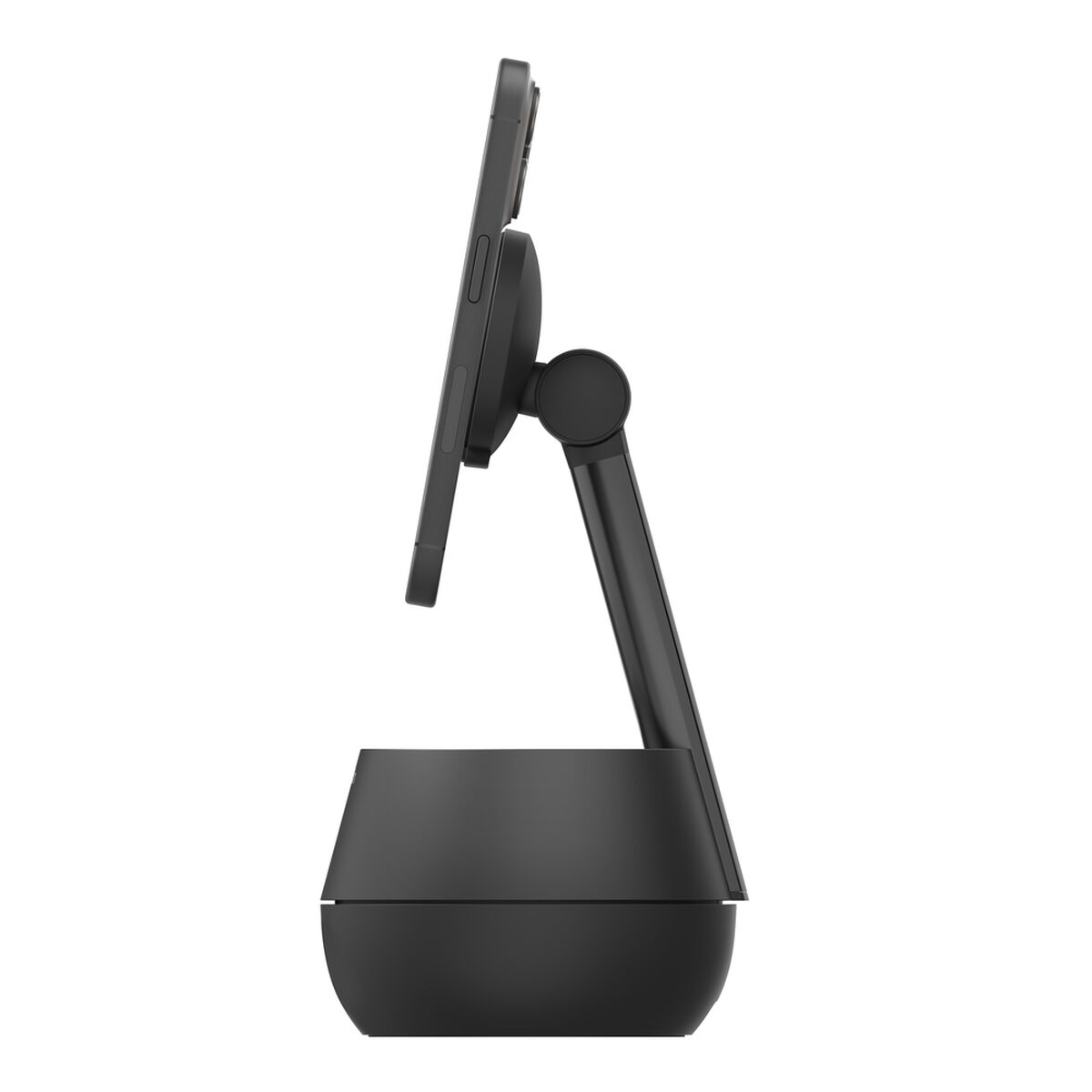 Belkin Auto-Tracking Stand Pro side view with iPhone attached