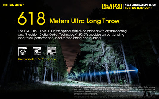 NITECORE NEW P30 1000 LUMEN HUNTING FLASHLIGHT