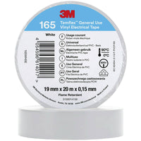 3M Temflex 165 white multi-purpose vinyl electrical tape 19mm x 20m