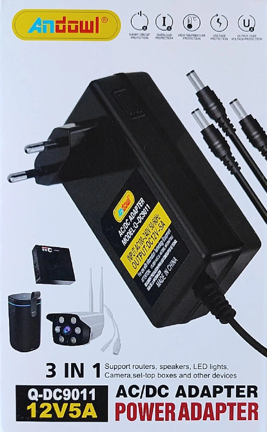 ANDOWL Q-DC9011 POWER ADAPTEr-12V 5A 3-IN-1 - NeonSales {{ shop.shopifyCountryName }}