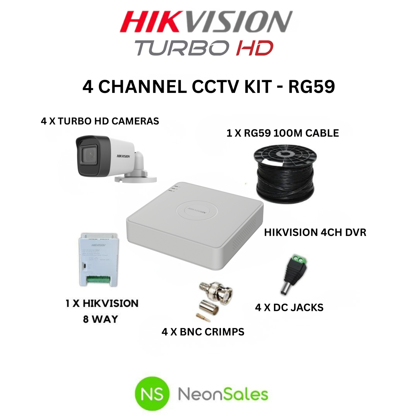 HIKVISION 4CH EXIR CCTV KIT - RG59