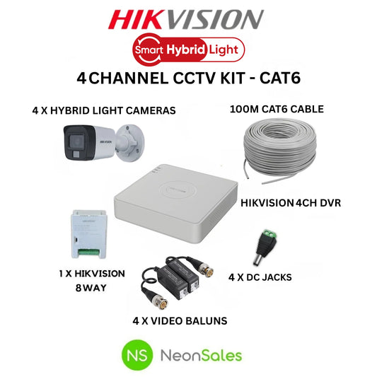 HIKVISION 4CH HYBRID CCTV KIT - CAT 6