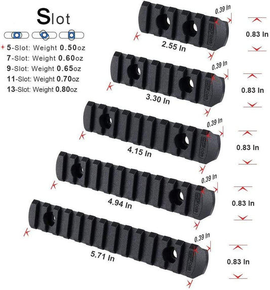 5 PIECE POLYMER M-LOK - PICATINNY ADAPTER RAILS - NeonSales {{ shop.shopifyCountryName }}