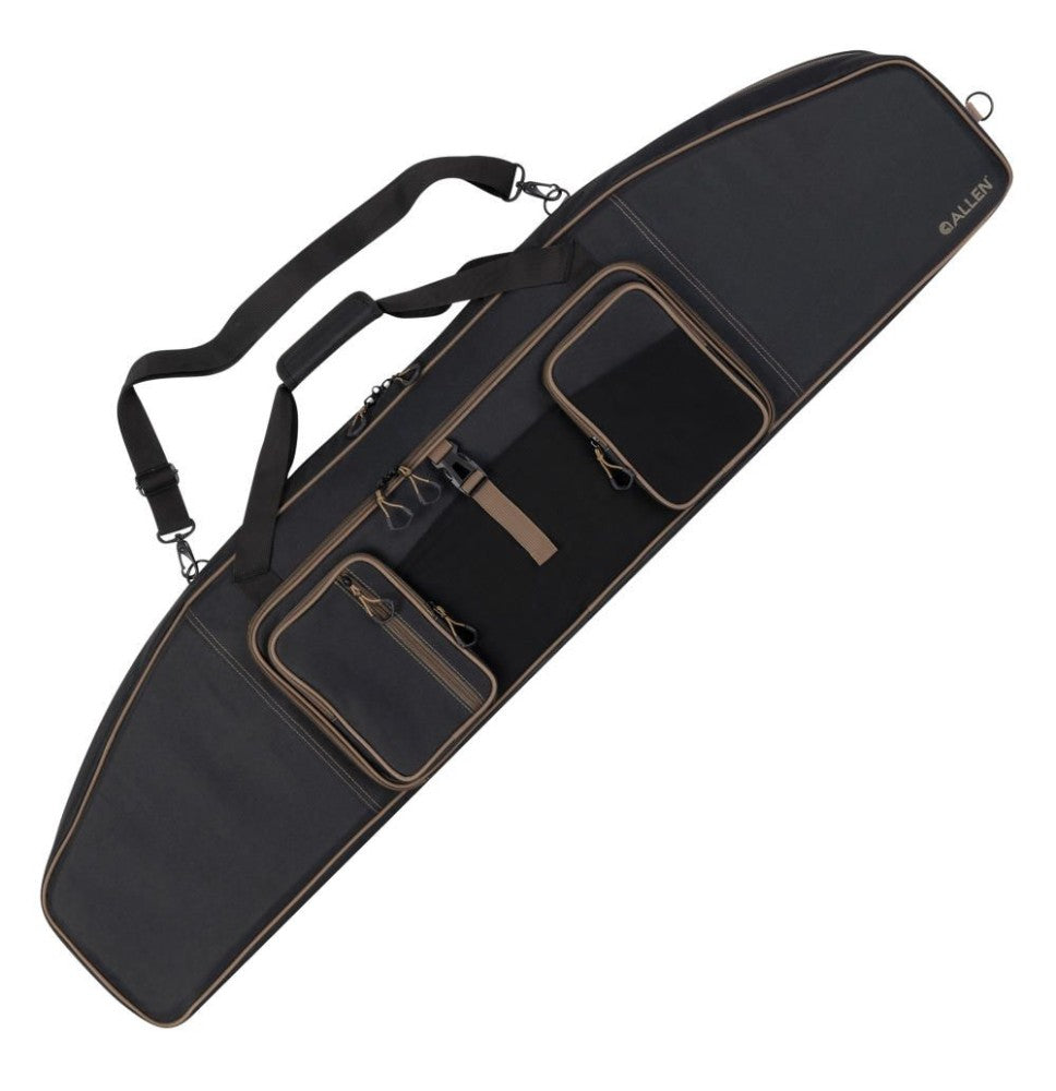 50-inch black scoped rifle bag with accessory pouches reference image