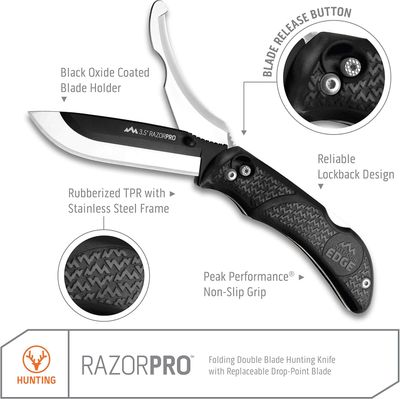 OUTDOOR EDGE RAZOR PRO G 3.5 INCH 6 BLADES BLACK - NeonSales {{ shop.shopifyCountryName }}