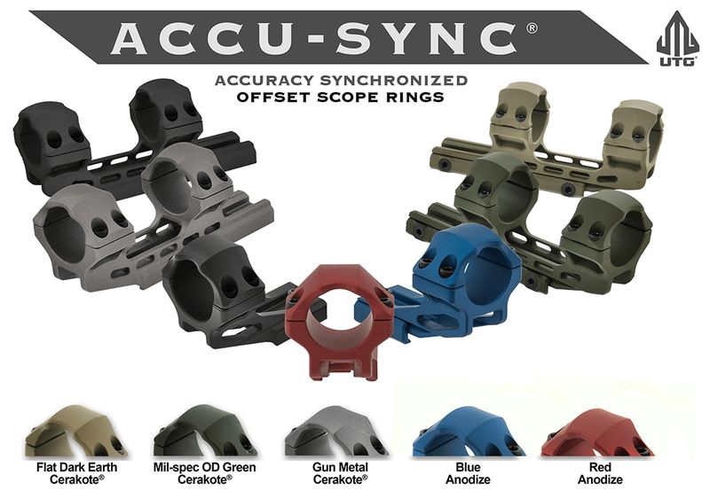 UTG ACCU-SYNC 1" MED 34MM OFFSET RING - RED