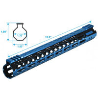UTG AR15 15" M-LOK FREE FLOAT HANDGUARD BLUE BLACK