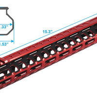 UTG AR15 15" M-LOK FREE FLOAT HANDGUARD RED BLACK