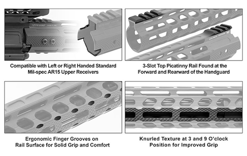 UTG AR15 15" M-LOK FREE FLOAT HANDGUARD RED BLACK