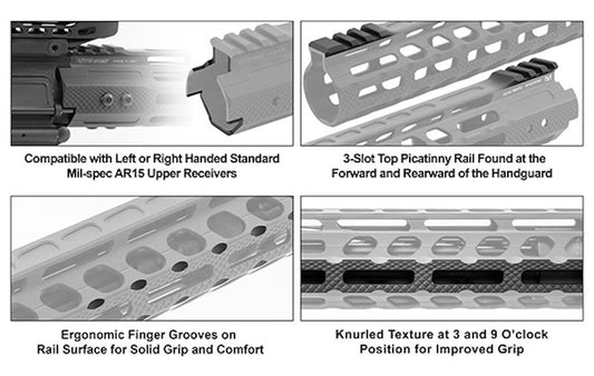 UTG AR15 15" M-LOK FREE FLOAT HANDGUARD RED BLACK
