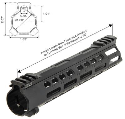UTG FORERUNNER 10" M-LOK FREE FLOAT HANDGUARD