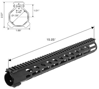 UTG ARWEN 15" M-LOK FREE FLOAT HANDGUARD