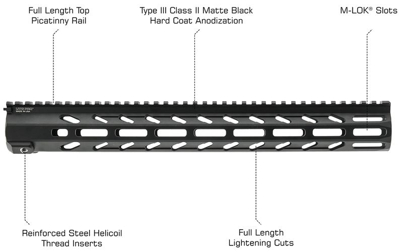 UTG ARWEN 15" M-LOK FREE FLOAT HANDGUARD