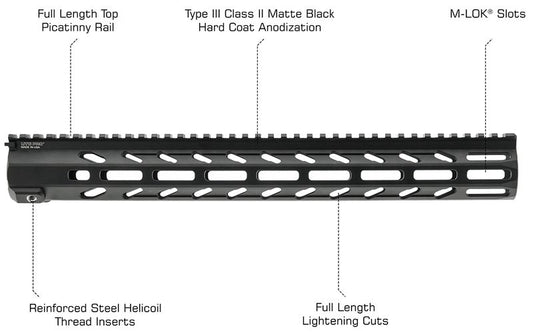 UTG ARWEN 15" M-LOK FREE FLOAT HANDGUARD