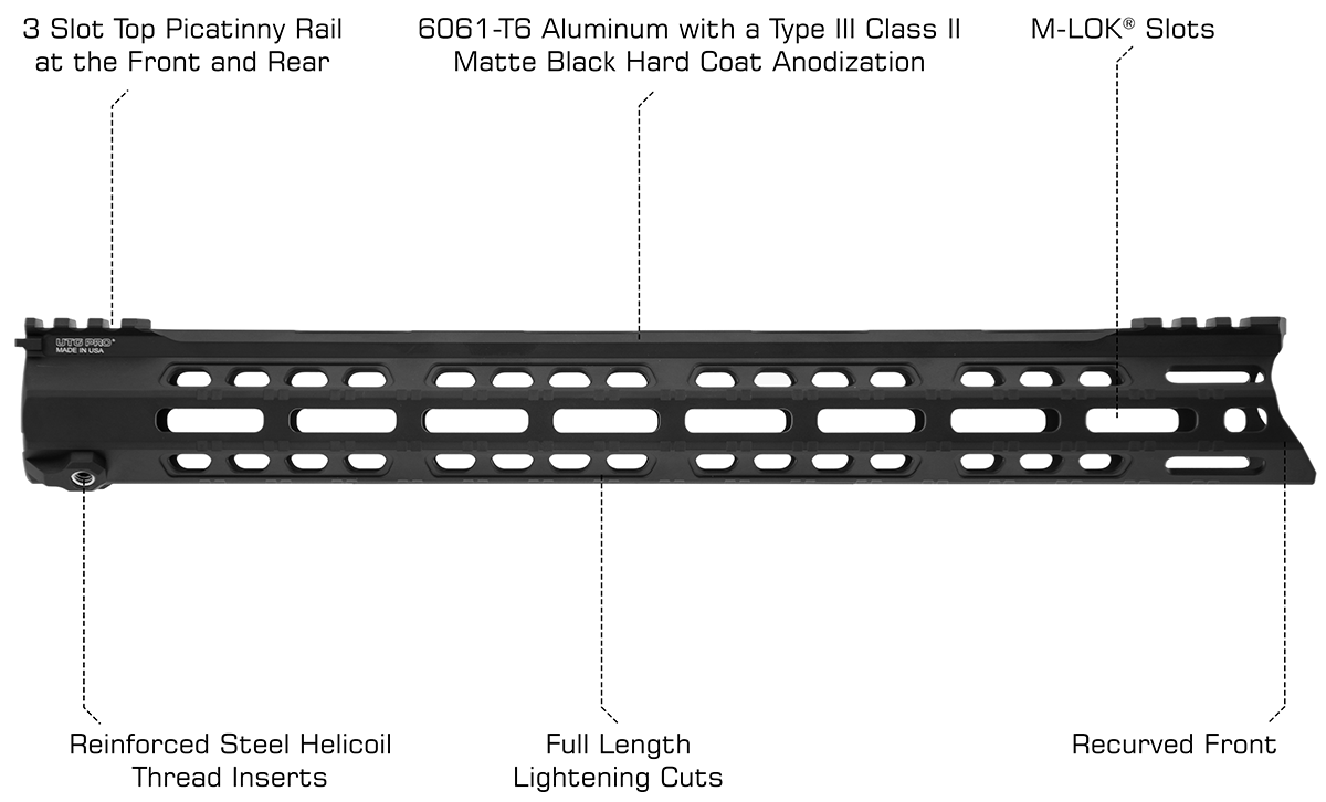 UTG FORERUNNER 15" M-LOK FREE FLOAT HANDGUARD