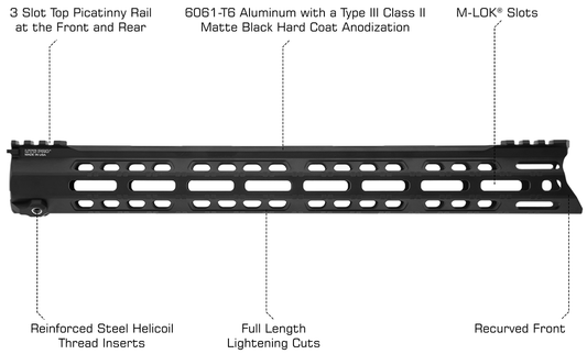 UTG FORERUNNER 15" M-LOK FREE FLOAT HANDGUARD