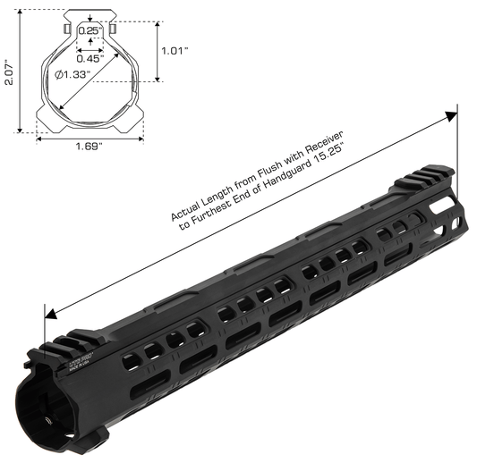 UTG FORERUNNER 15" M-LOK FREE FLOAT HANDGUARD