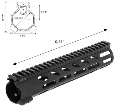 UTG ARWEN 10" M-LOK FREE FLOAT HANDGUARD