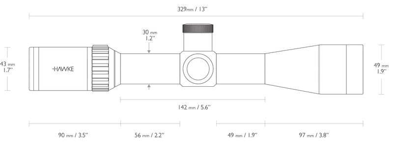 HAWKE VANTAGE WA 30MM 4-12X42 QUARTER MOA