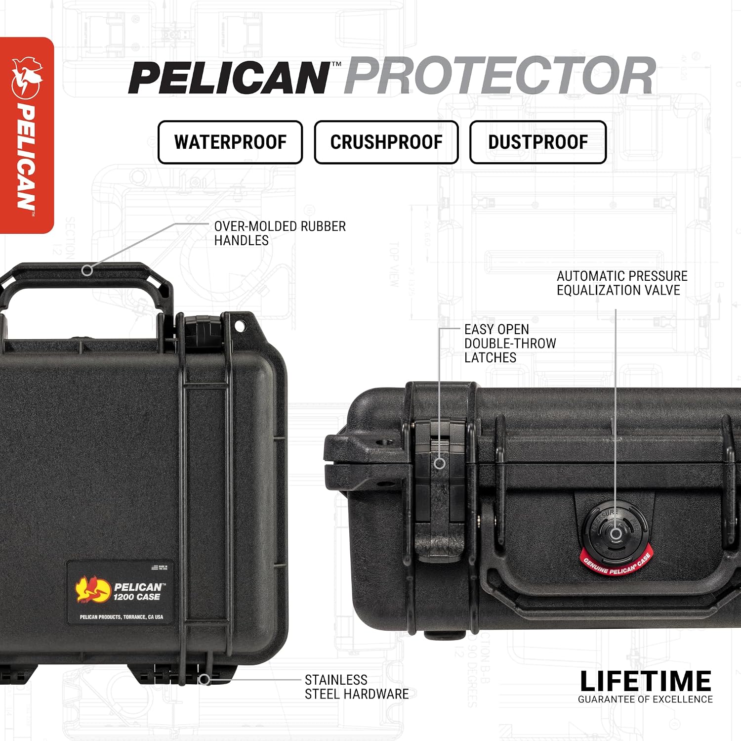PELICAN 1200 HARDSHELL CASE - BLACK
