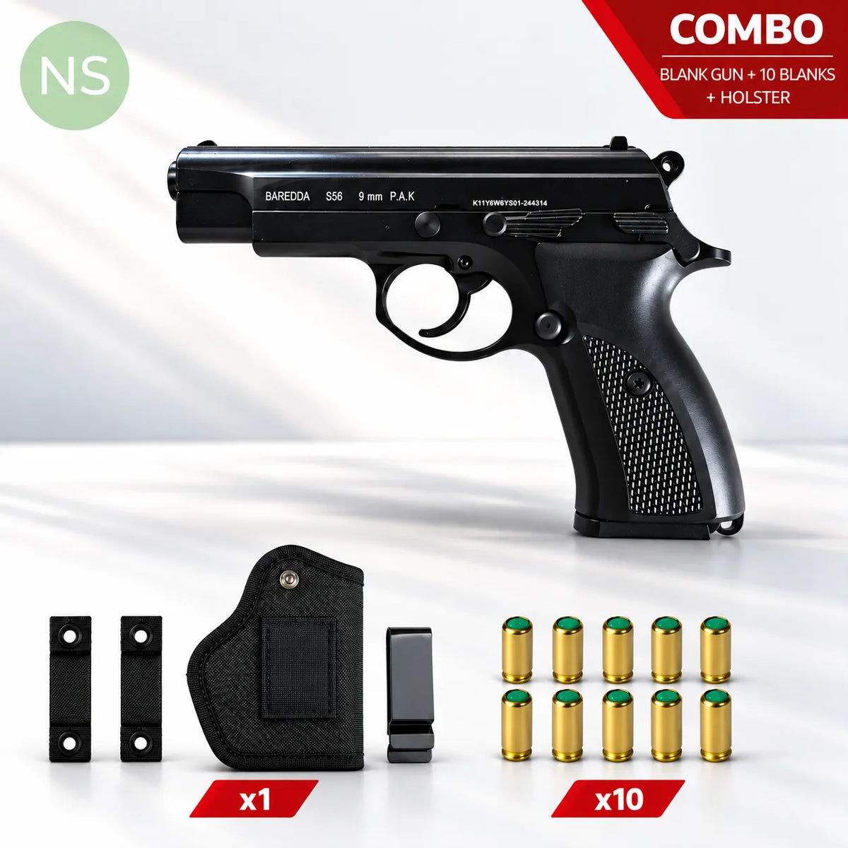 BAREDDA S56 BLACK + 10 BLANKS + HOLSTER - NeonSales {{ shop.shopifyCountryName }}