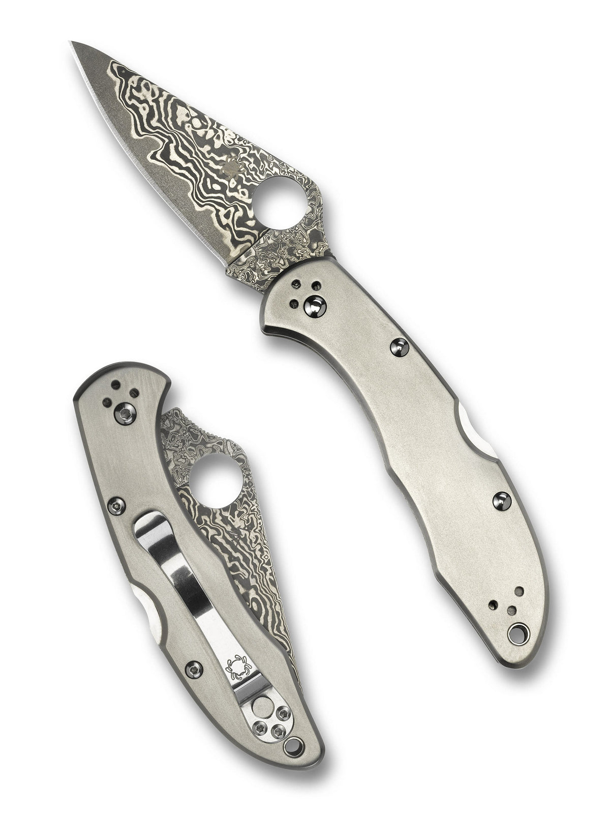 Spyderco Delica 4 Titanium Damascus