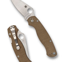 Spyderco Para Military 2 Brown Canvas Micarta CPM Cru-Wear