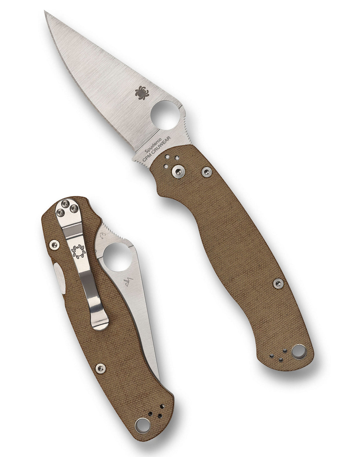 Spyderco Para Military 2 Brown Canvas Micarta CPM Cru-Wear