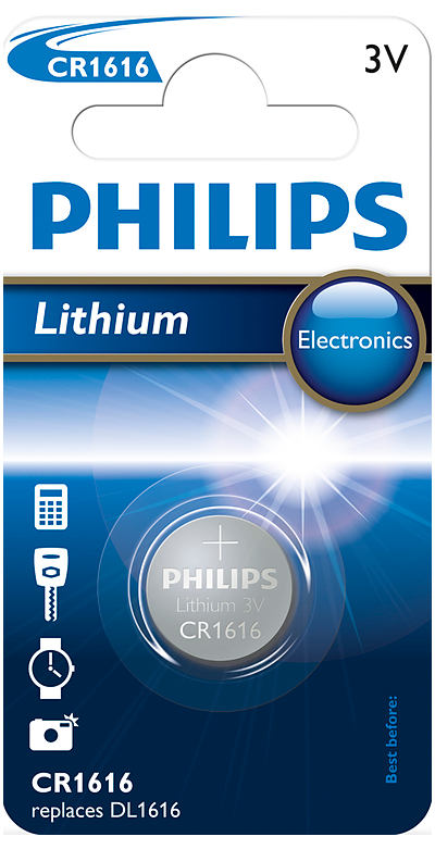 PHILIPS  LITHIUM COIN CELL (CR1616) - 3V